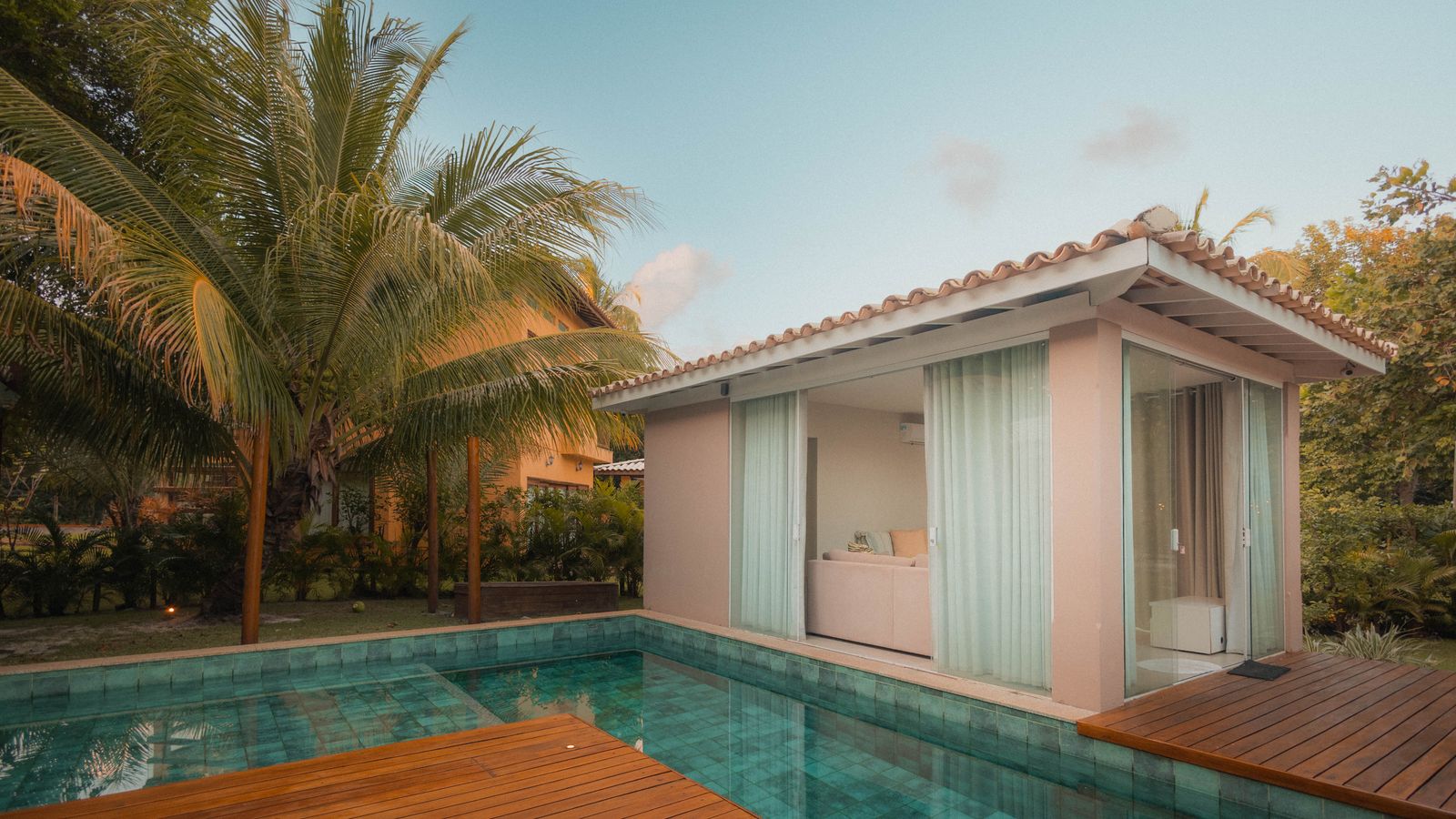 Premium tropical villa at sunset